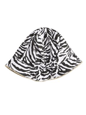 Girls White and Black Printed Cap